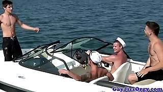 Uncaring seafaring man outdoor orgy with Chip Young